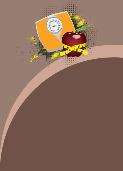 Waga łazienkowa waga i jabłko — Zdjęcie stockowe