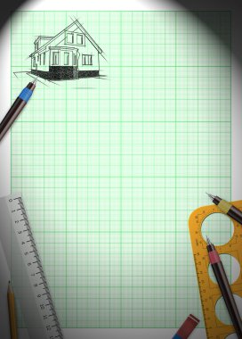 Müstakil ev proje planı arka plan