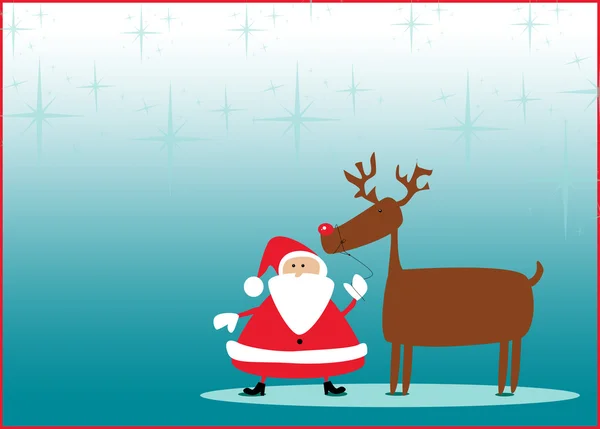 Papai Noel e rudolph fundo de Natal — Fotografia de Stock