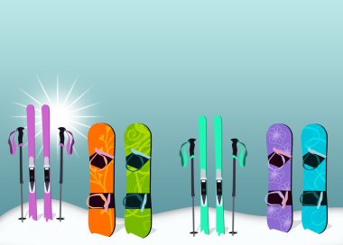 Kayak ve snowboard arka plan