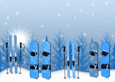 Kayak ve snowboard arka plan