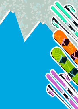 Kayak ve snowboard arka plan