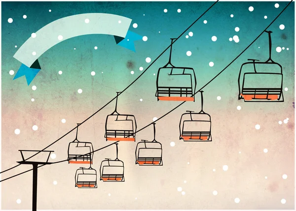 您可以乘坐缆车冬季运动背景 — Stockfoto