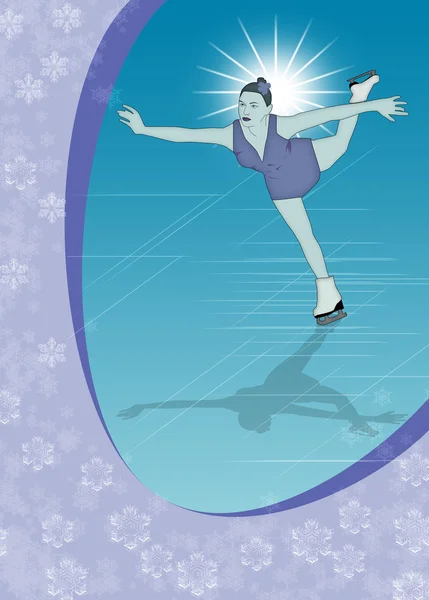 Дівчина на ковзанах, фон з танцями на льоду — стокове фото