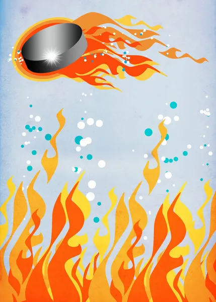 Hockey Puck in Fire background — Stock Image Hockey Puck in Fire background Stock Photo