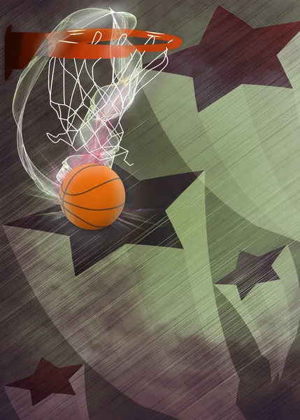 Baketball hoop and ball background — Stock Photo, Image