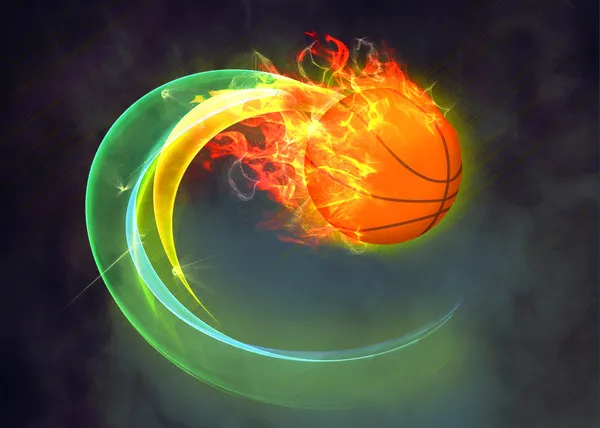 Baketball tűz labda háttér — Stock Fotó