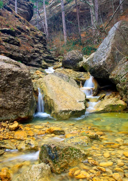 Waterfall among stones. — Stock Photo, Image