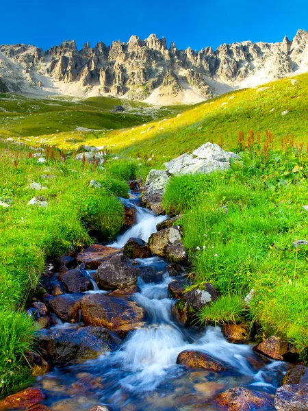 Río entre piedra en valle entre montañas — Foto de Stock