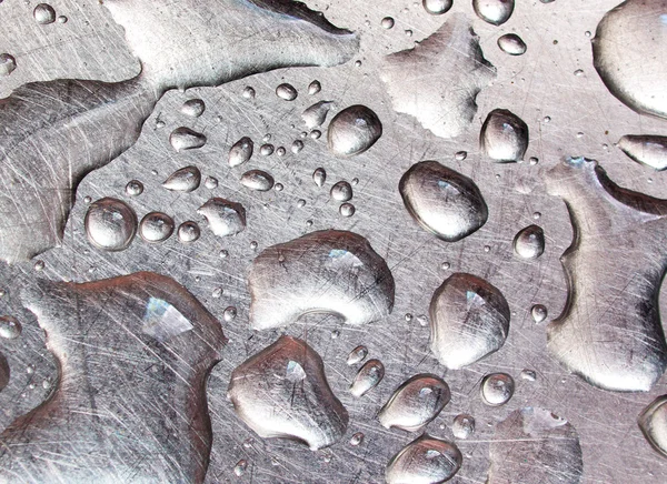 Drop of water on metal. — Stock Photo, Image