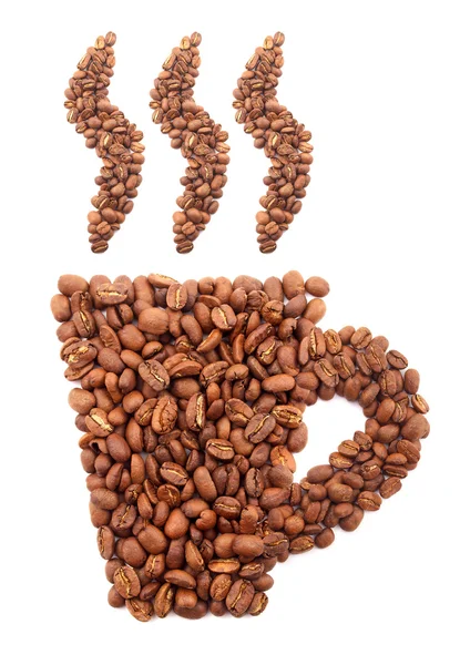 कॉफी धान्य पासून कप आणि धूर — स्टॉक फोटो, इमेज