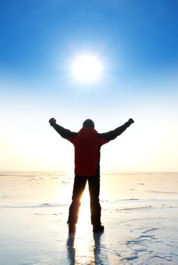 Galibi arka plan parlak güneşin üzerinde.