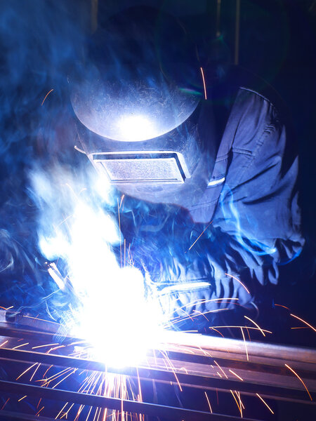 Welder on factory.