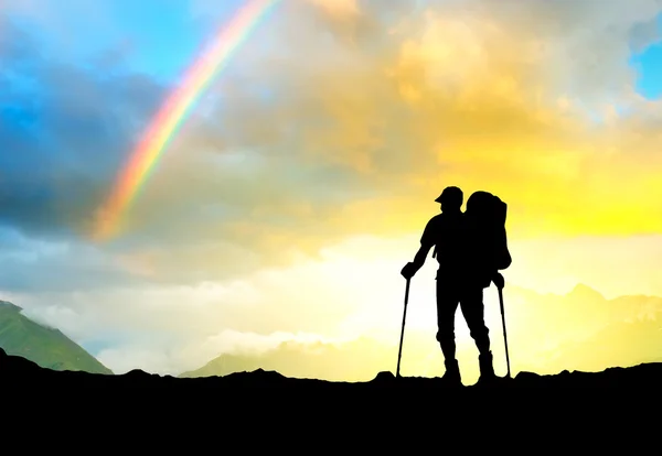 Silhouette del turista — Foto Stock