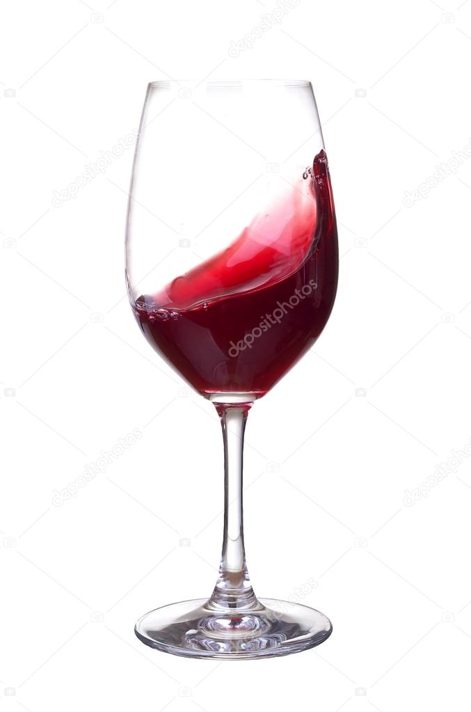 Glass of red wine isolated on white background