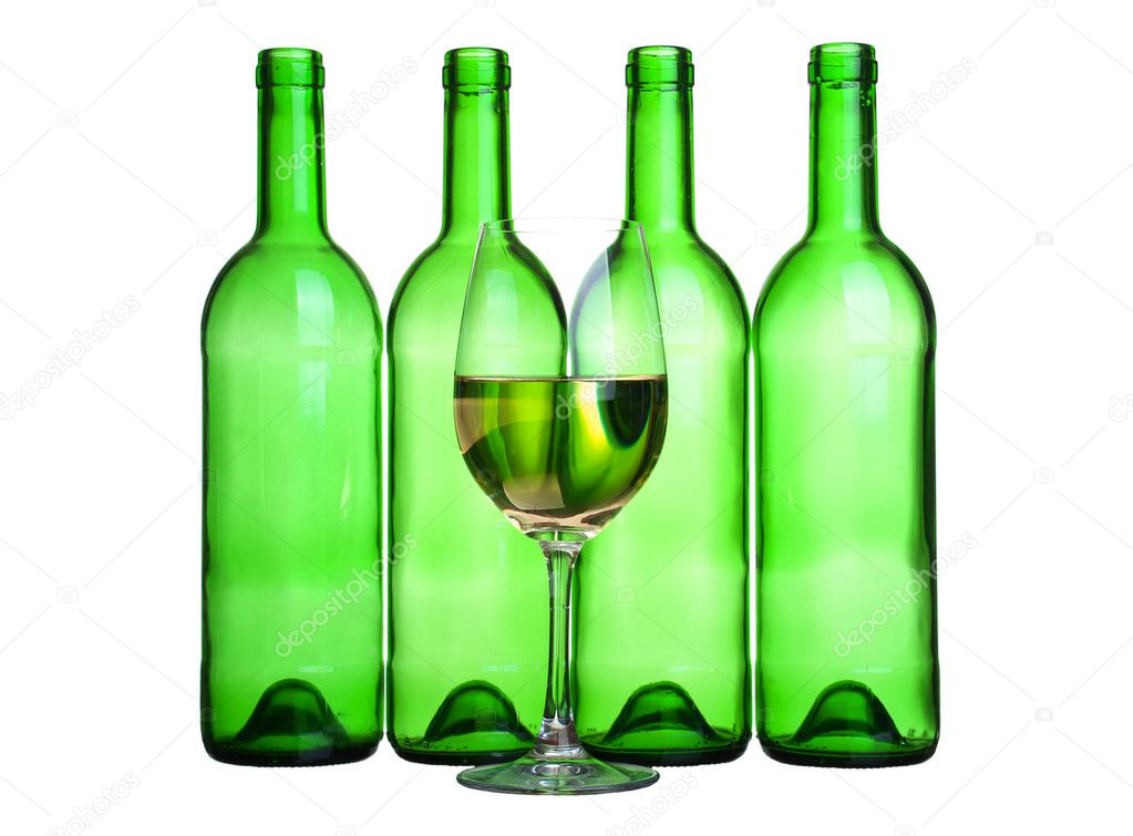 Wineglasses and bottle with white wine