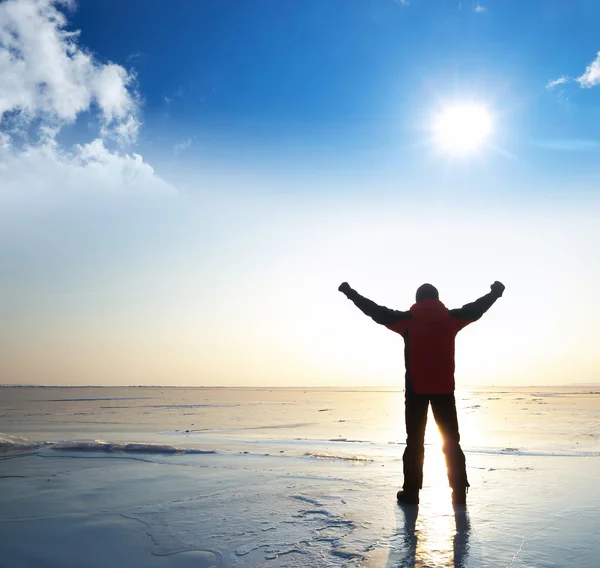 Man on ice — Stock Photo, Image