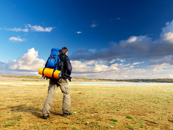 Tourist on the plain.