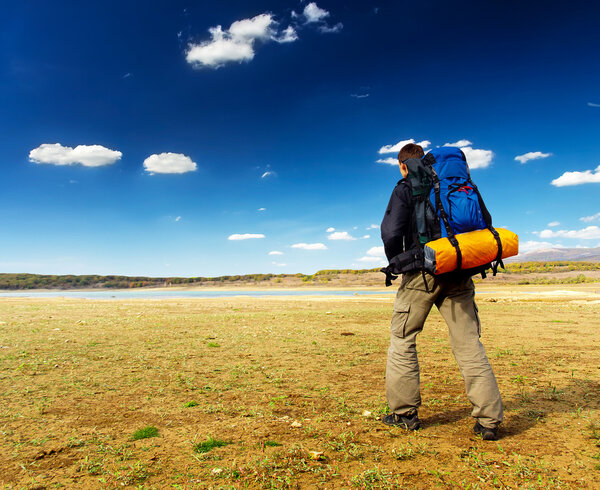 Tourist on the plain