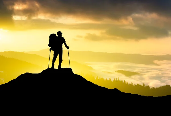 Silhouette di un turista — Foto Stock