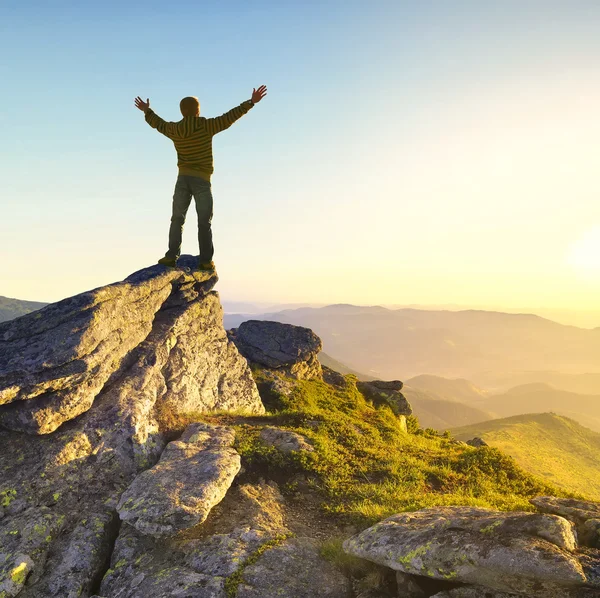 Campeón en la cima de la montaña — Foto de Stock