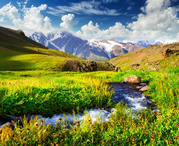 Río en el campo de montaña — Foto de Stock