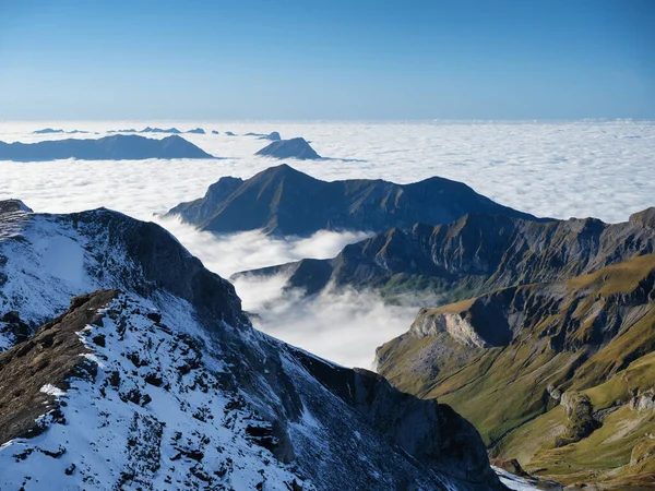 Montañas Nubes Valle Paisaje Natural Alto Las Montañas Cordillera Entre — Foto de Stock