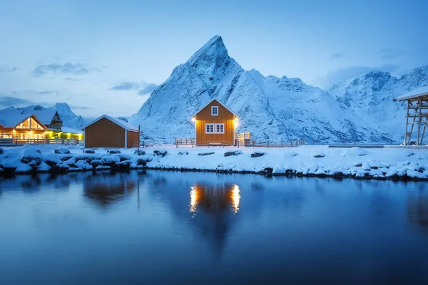 View House Sarkisoy Village Lofoten Islands Norway Landscape Winter Time — Stock Photo, Image