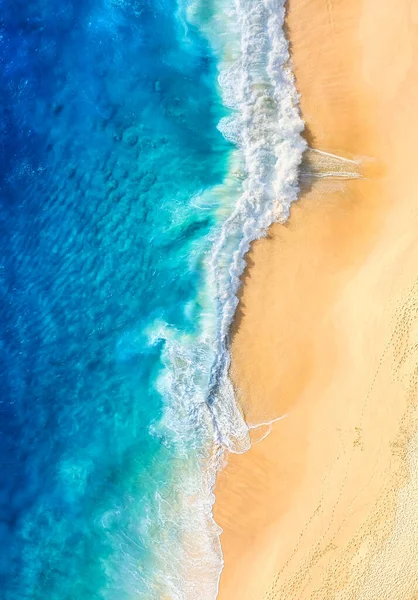 Beach Waves Background Top View Blue Water Background Drone Summer — 图库照片