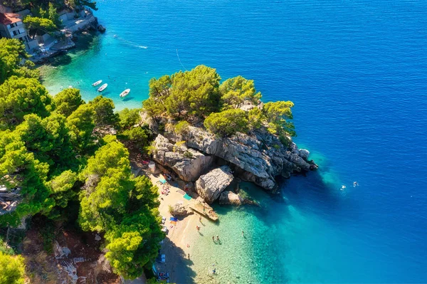 Mediterranean Sea Aerial View Beach Rocks Top View Drone Beach — Stock Photo, Image
