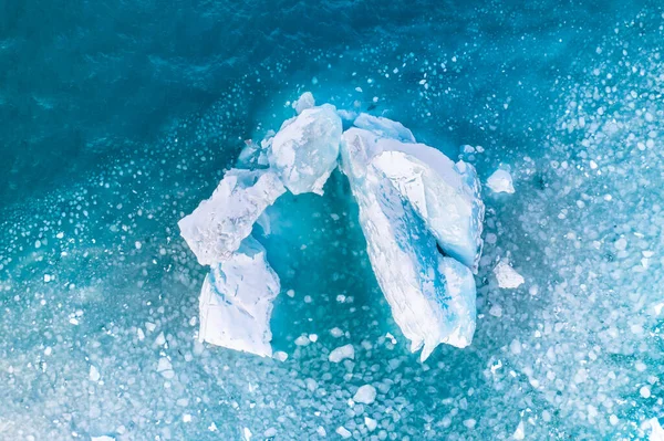 Island Flygbild Ett Isberg Vinterlandskap Från Drönare Jkulsrln Iceberglagunen Vatnajkull — Stockfoto