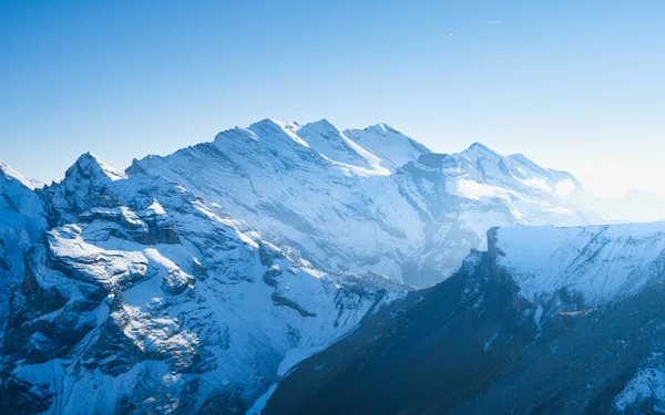 Bergslandskapet Schweiziska Alperna Berg Toppar Naturlandskap Bergskedja Och Klarblå Himmel — Stockfoto