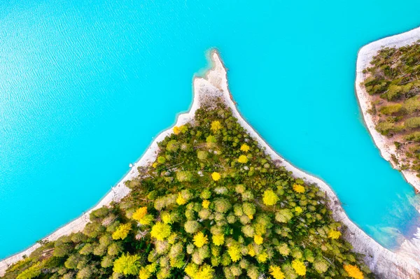 Φυσικό Τοπίο Από Τον Αέρα Αεροφωτογραφία Της Λίμνης Και Του — Φωτογραφία Αρχείου