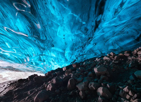 Zlanda Daki Kristal Buz Mağarası Vatnajokull Ulusal Parkı Buzun Içeriden — Stok fotoğraf