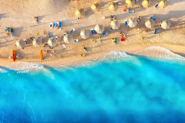 Mediterranean Sea Aerial View Beach People Vacation Adventure Beach Blue — Stock fotografie