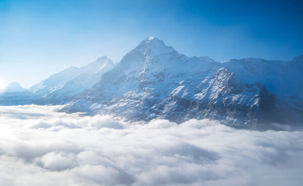 Mountains Peaks Clouds Valley Natural Landscape Mountain Range Clouds Landscape — Stock Photo, Image