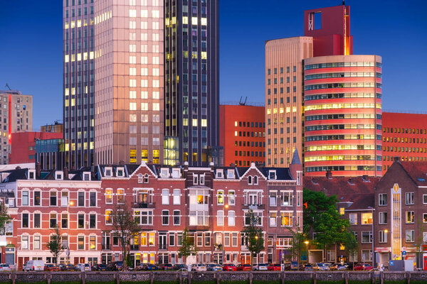 Rotterdam Netherlands View City Center Old Modern Houses Panoramic View Stock Photo