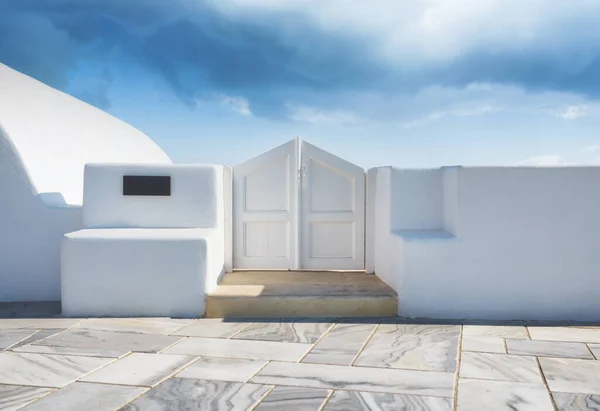 Traditionele Binnenplaats Ingang Het Dorp Oia Santorini Griekenland Traditionele Architectuur — Stockfoto