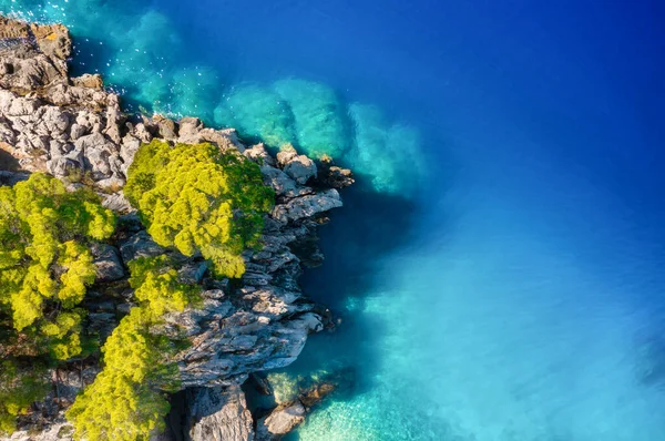 Croacia Vista Aérea Sobre Rocas Bosques Vacaciones Aventura Rocas Agua — Foto de Stock