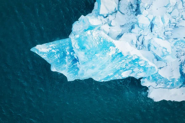 Islândia Uma Vista Aérea Iceberg Paisagem Inverno Drone Lagoa Jokulsarlon — Fotografia de Stock