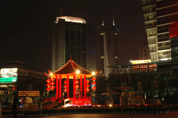 Cina, Shenzhen kota pada malam hari — Stok Foto