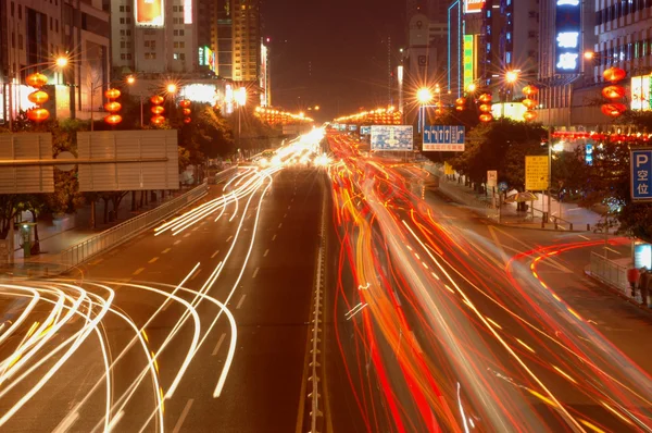 Kina, vei om natten – stockfoto