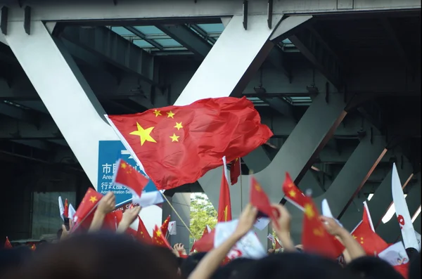 中国国旗和群众 — 图库照片