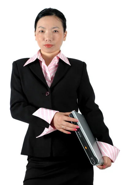 Chinesisch office girl mit laptop — Stockfoto