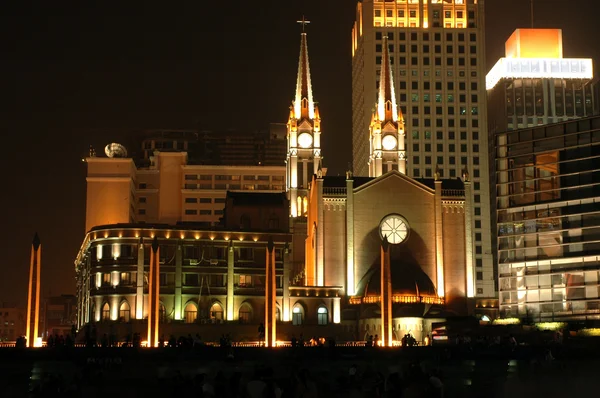 Catedral de Ningbo por la noche — Foto de Stock