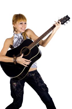 gitar ile mutlu kız