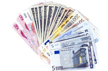 farklı banknot, yelpaze şeklinde