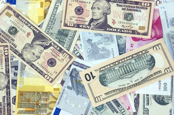Verschiedene Banknoten, Bargeld Hintergrund — Stockfoto
