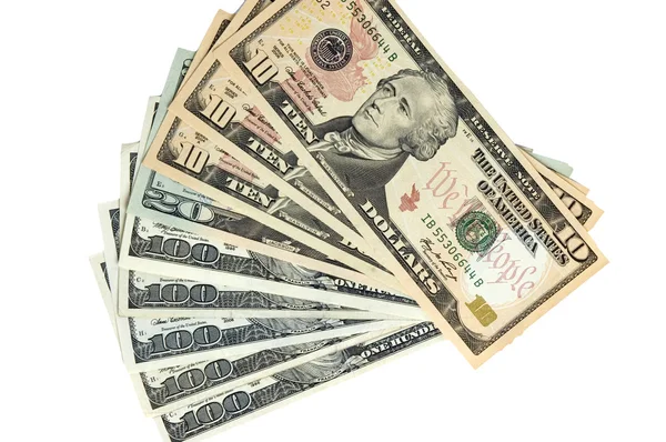 Notas de dólares americanos em forma de ventilador — Fotografia de Stock