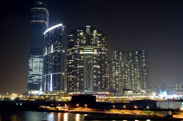 Hongkong - buildings complex by night — Stock Photo, Image